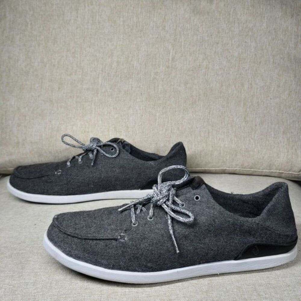 Size 11 - Olukai Men's Manoa Hulu Lace Up Sneakers Wool Blend Shoes‎ Dark Gray